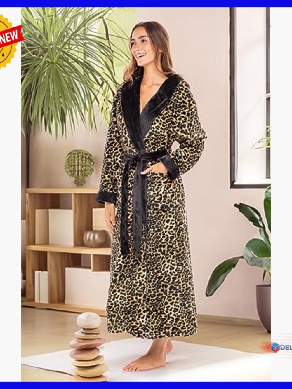 Plush Fleece Robe Women's Long Hooded Bathrobe Plus Size Winter - Picture 4 of 6